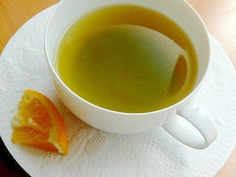 ５分で❤青汁を甘い飲み物に❤香るオレンジ緑茶♪